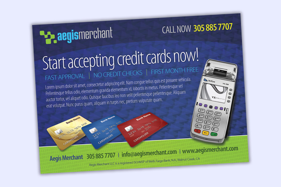 Postcard Design for Credit Card Merchant - Aegis Merchant