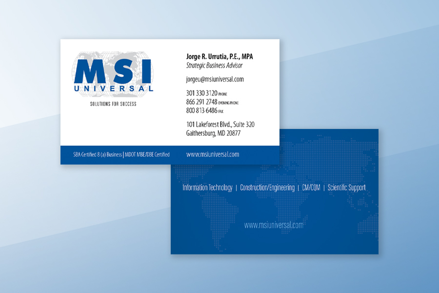 Business Card Design - MSI Universal